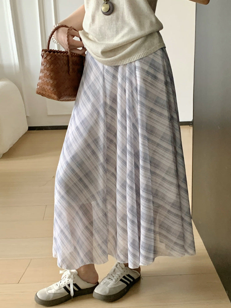 Elegant High Waist A-Line Midi Skirt for Women – Lightweight Summer Casual Skirt, Sizes S-XL