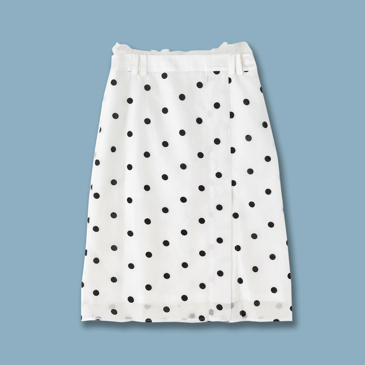 White Polka Dot High Waist Straight Midi Skirt – Retro Chic Office & Daily Skirt for Women (S–XL)