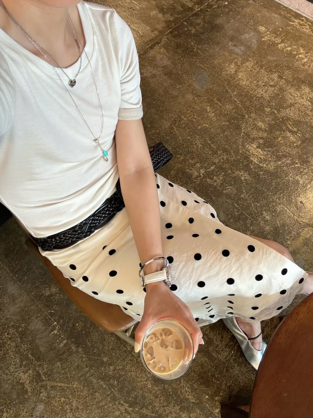 White Polka Dot High Waist Straight Midi Skirt – Retro Chic Office & Daily Skirt for Women (S–XL)