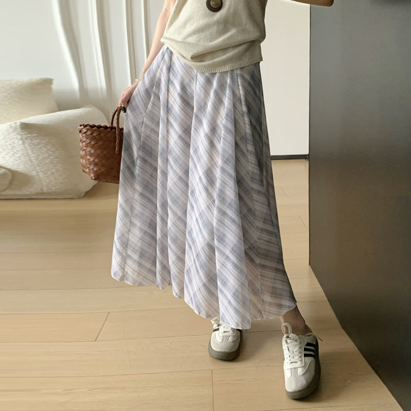 Elegant High Waist A-Line Midi Skirt for Women – Lightweight Summer Casual Skirt, Sizes S-XL